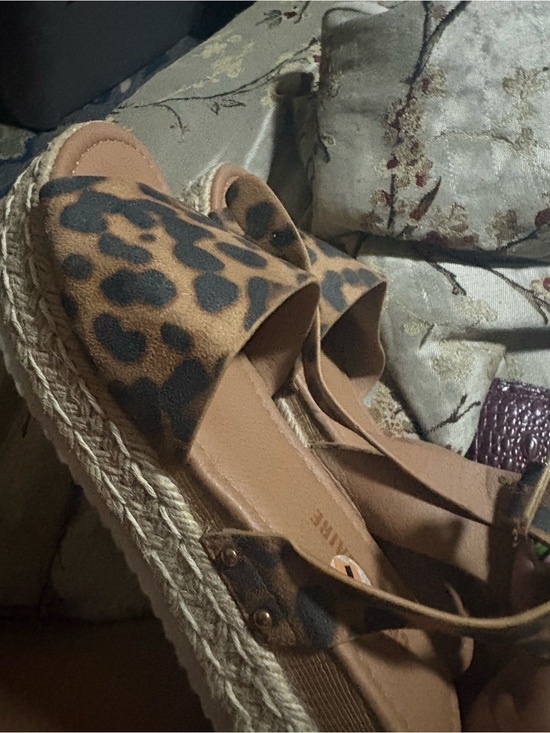 Shoes - Leopard Print Espadrille Platform Sandals - Women